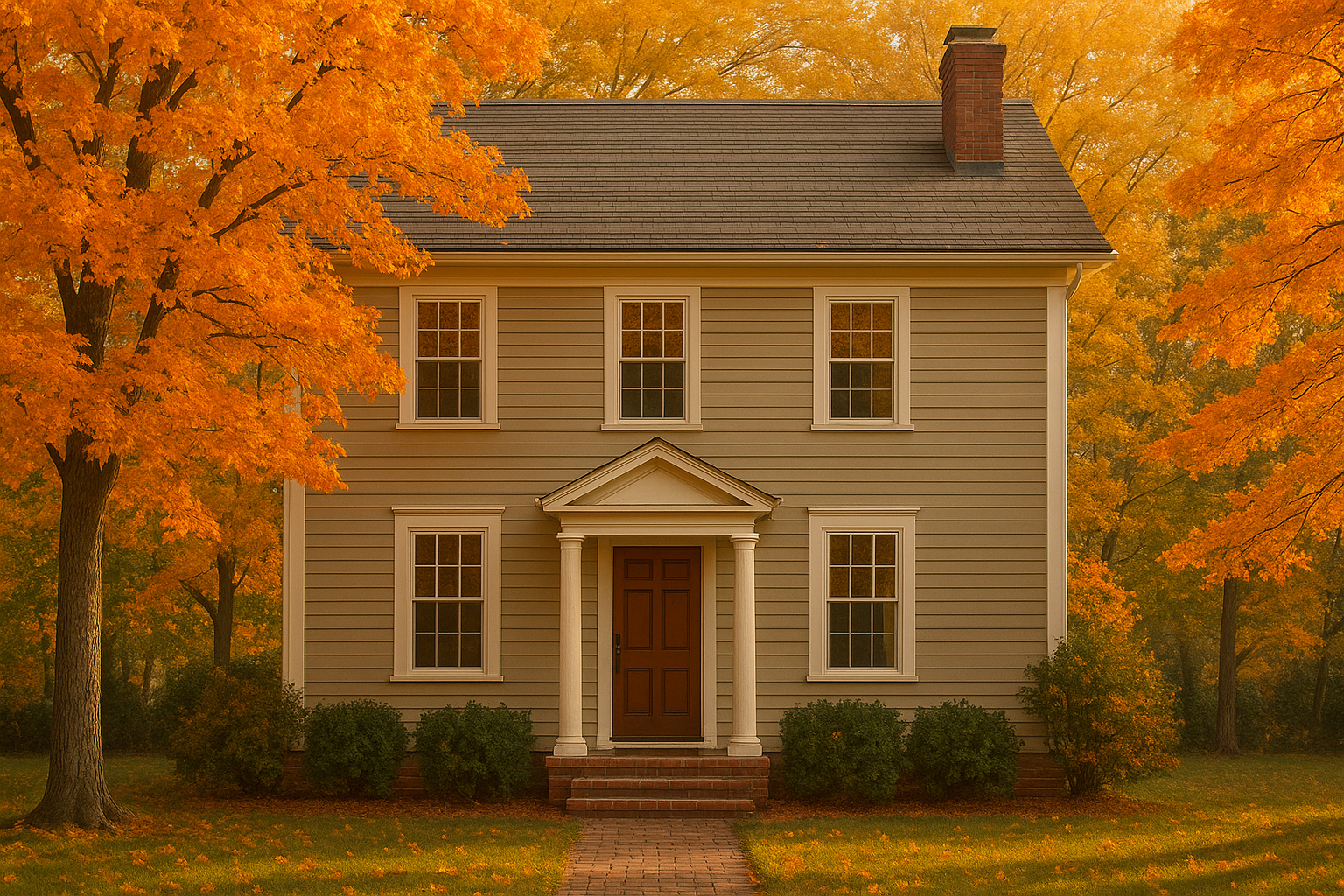 Maison au Québec entourée de feuillage d’automne
